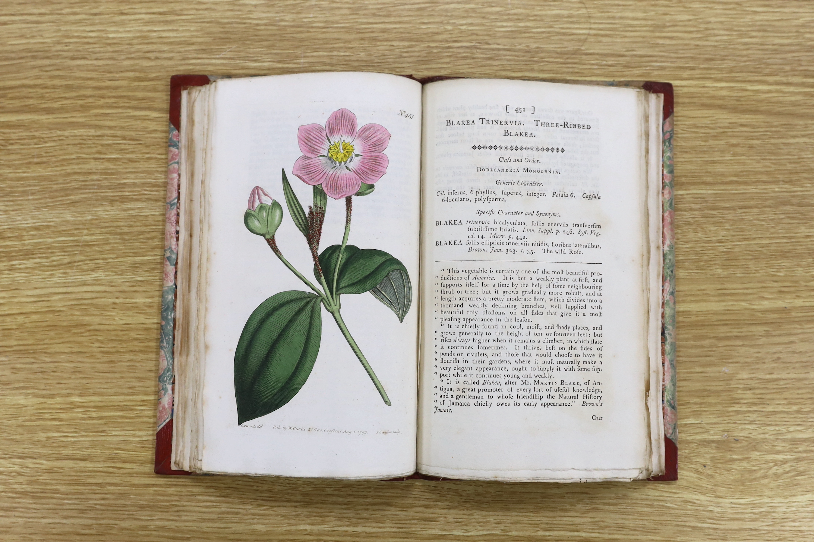 Curtis, William - A Botanical Magazine; or, Flower-Garden Displayed ... vols. IV, XI and XII (bound together), XIII and XV; New Series vol. VIII; Third Series vols. XII, XIV, XVI and XXIII. (10 vols).